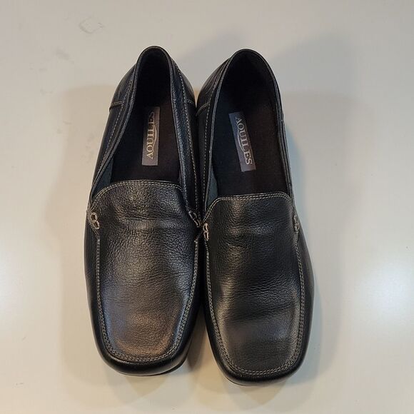 AQUILES  SQUARE TOE SLIP-ON WOMEN"S LEATHER FLAT SHOE - Picture 4 of 12